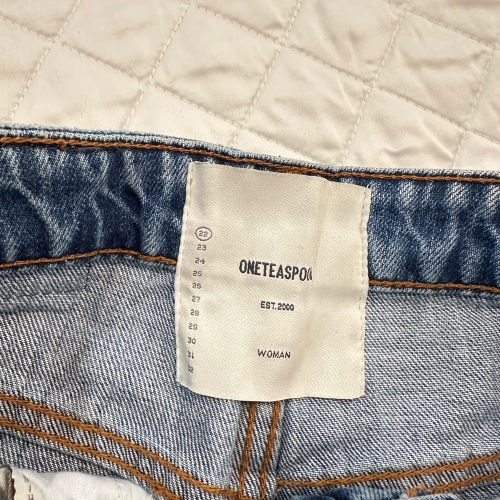 One Teaspoon Blue Jean Shorts Distressed High-Waisted - Picture 4 of 4